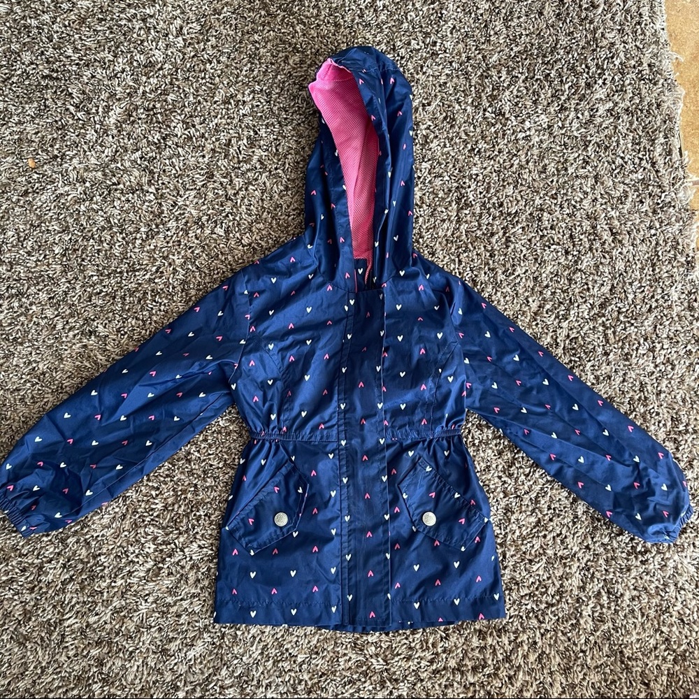 Navy Blue Pink heart shaped polka Dot Rain